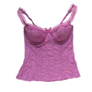 RARE Sydney Carlson y2k Vintage Victoria's Secret Lace Cami Bustier Top Lilac M